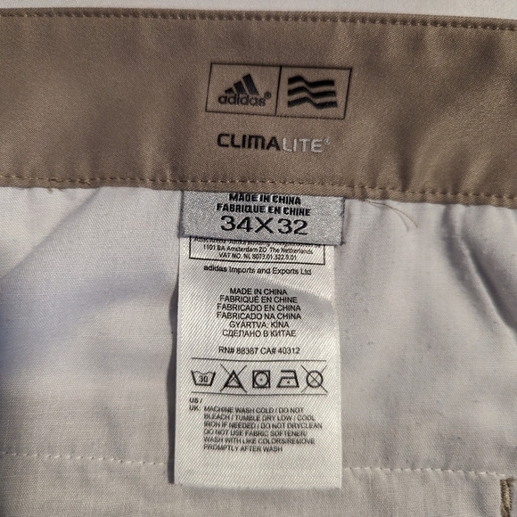 Adidas ClimaLite Golf Men's‎ 34 x 32 Tan Flat Front Chino Pants - Picture 5 of 5